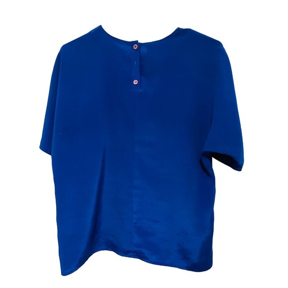 The Very thing Womens Blue Polyester Blouse Button-Back Size S Made In Cambodia - Picture 2 of 4